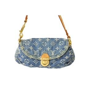 Louis Vuitton Monogram Leather Denim Handbag Pleaty